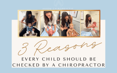 4 side by side images of Dr. Megan adjusting a baby for infant chiropractic care
